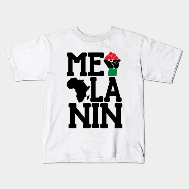 Melanin Fist Pan Africa Flag Colors Black Pride Gift Kids T-Shirt by Merchweaver